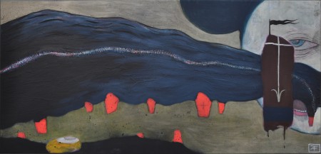 watching, 2011, acrylic on canvas, 80x40